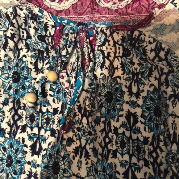 Blue and Purple Floral Umgee Blouse - Picture 3 of 7